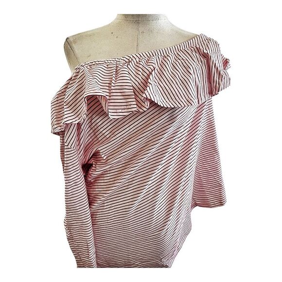 Wendy Williams Red White One Sleeve Top Size 1X NWT - Picture 2 of 4